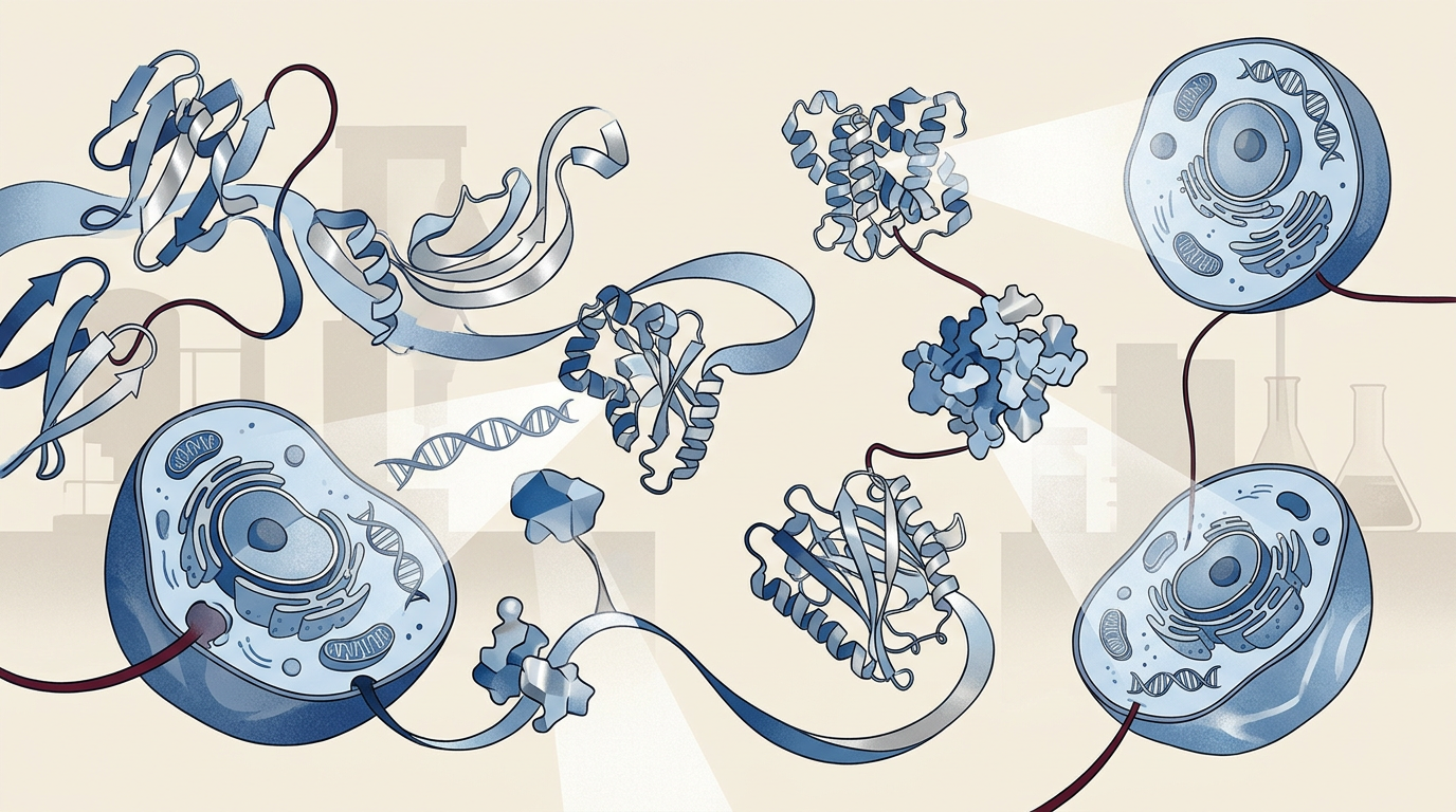 Abstract illustration representing PD-L1 biomarker analysis in gastric cancer research.